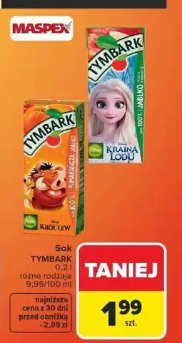 Carrefour Sok jabłkowy kraina lodu Tymbark Kartonik oferta