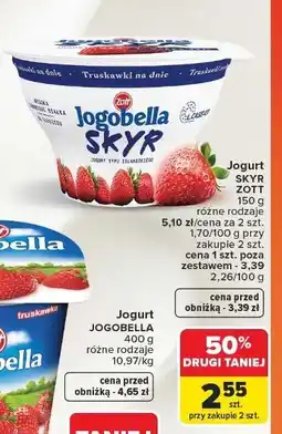 Carrefour Jogurt truskawkowy Zott Jogobella Skyr oferta