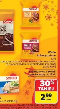 Carrefour Wafle kukurydziane w czekoladzie mlecznej Sonko oferta
