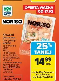 Carrefour Krewetki gotowane Norso oferta