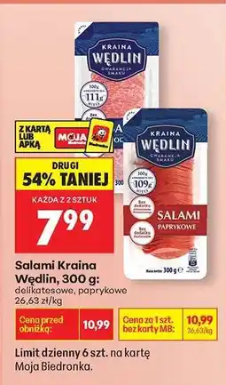 Biedronka Salami Kraina Wędlin 300 g oferta