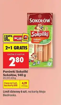 Biedronka Parówki Sokoliki Sokołów, 140 g oferta