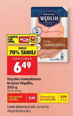 Biedronka Szynka zawędzana Kraina Wędlin 250 g oferta