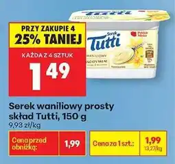 Biedronka Serek waniliowy prosty skład Tutti 150 g oferta