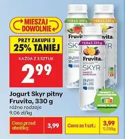 Biedronka Jogurt Skyr pitny Fruvita, 330 g oferta