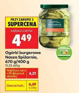 Biedronka Ogórki burgerowe Nasza Spiżarnia 670 g / 400 g oferta
