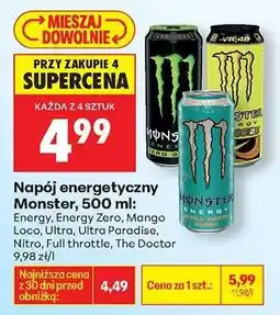 Biedronka Napój energetyczny Monster 500 ml oferta