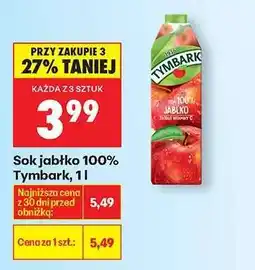 Biedronka Sok jabłko 100% Tymbark 1l oferta