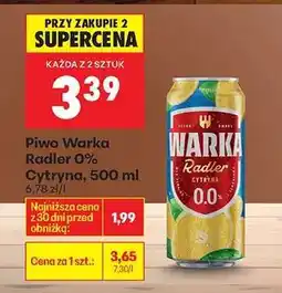 Biedronka Piwo Warka Radler 0% Cytryna, 500 ml oferta