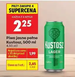 Biedronka Piwo jasne pełne Kustosz, 500 ml oferta