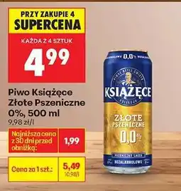 Biedronka Piwo Książęce Złote Pszeniczne 0%, 500 ml oferta