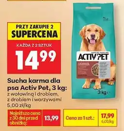 Biedronka Sucha karma dla psa Activ Pet 3 kg oferta
