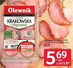 Selgros Kiełbasa sucha plastry Krakowska z pieprzem Olewnik oferta