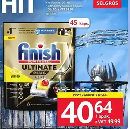 Selgros Kapsułki do zmywarki Finish 45 SZT. wybrane rodzaje oferta