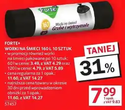 Selgros Worki na śmieci Fortex 160 l 10 sztuk oferta