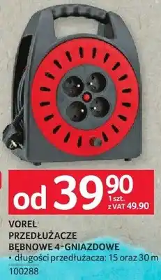 Selgros Przedłużacz Vorel bębnowy+gniazda 4 oferta