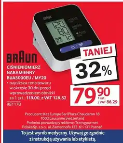 Selgros Ciśnieniomierz naramienny Braun BUA5000EU / MY20 oferta