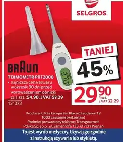 Selgros Termometr Braun PRT2000 oferta