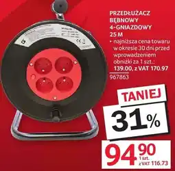 Selgros Przedłużacz bębnowy 4-gniazdowy 25 m oferta