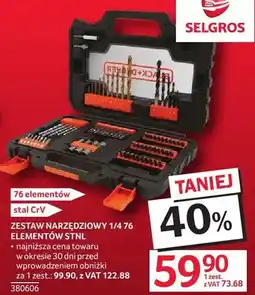 Selgros Zestaw narzędziowy 1/4 76 elementów STNL oferta