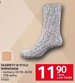 Selgros Skarpety w stylu norweskim rozmiary 35/38-43/46, 25% wełny oferta