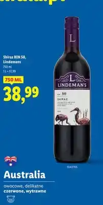 Lidl Wino czerwone Shiraz BIN 50 oferta