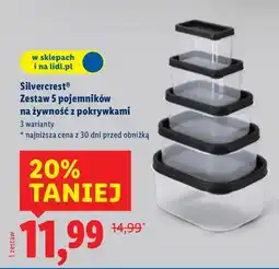 Lidl Zestaw 5 pojemników na żywność z pokrywkami oferta