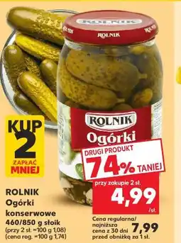 Kaufland Rolnik Ogórki konserwowe 460/850 g słoik oferta