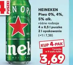 Kaufland Heineken Piwo 0%, 4%, 5% alk. różne rodzaje 4 x 0,5 l puszka oferta