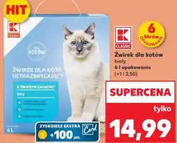 Kaufland Classic Żwirek dla kotów biały 6 l opakowanie oferta