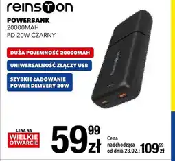 RTV EURO AGD Powerbank 20000MAH PD 20W Czarny oferta
