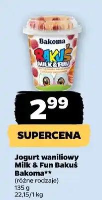 Netto Jogurt waniliowy Milk & Fun Bakuś, różne rodzaje oferta