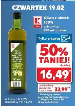 Kaufland Oliwa z oliwek 100% extra virgin oferta