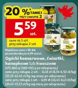 Auchan Ogórki konserwowe, ćwiartki, kanapkowe lub korniszony oferta