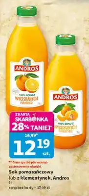 Auchan Sok pomarańczowy lub z klementynek oferta