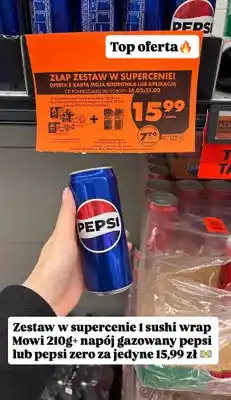 Biedronka Zestaw - sushi wrap Mowi + napój gazowany Pepsi/Pepsi Zero oferta