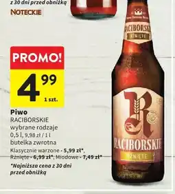 Intermarche Piwo wybrane rodzaje klasycznie warzone, butelka zwrotna oferta