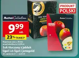 Auchan Sok tłoczony z jabłek ligol lub ligol i jonagold oferta