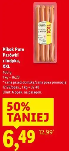 Lidl Pikok Pure Parówki z indyka, XXL oferta