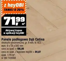 OBI Panele podłogowe Dąb Cetina struktura synchroniczna gr. 8 mm kl. AC5 wym. 8 x 131 x 643 mm oferta