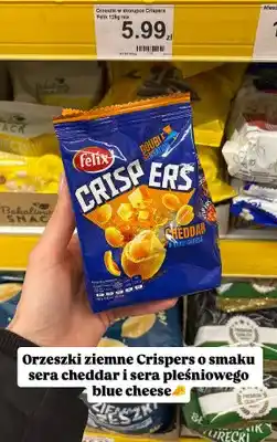 Dino Orzeszki ziemne w skorupce Crispers o ser cheddar i pleśniowy blue cheese oferta