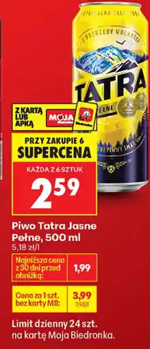 Biedronka Piwo Tatra Jasne Pełne oferta