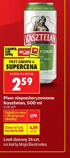 Biedronka Piwo Kasztelan niepasteryzowane oferta