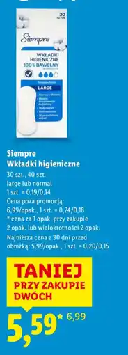 Lidl Siempre Wkładki higieniczne oferta