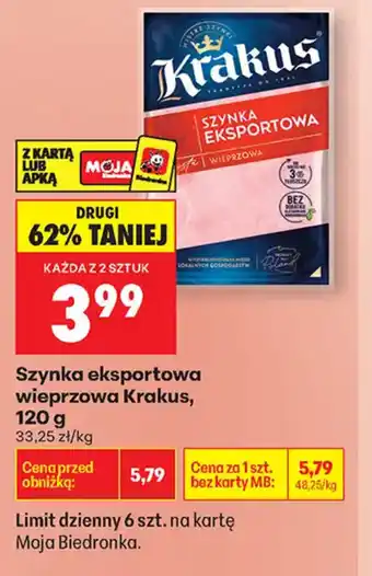 Biedronka Krakus Szynka eksportowa oferta