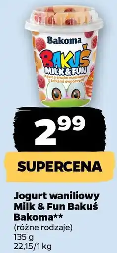 Netto Jogurt waniliowy Milk & Fun Bakuś Bakoma oferta