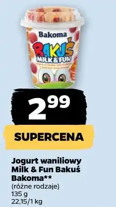 Netto Jogurt waniliowy Milk & Fun Bakuś Bakoma (różne rodzaje) oferta