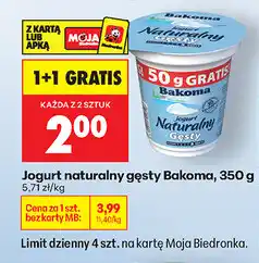 Biedronka Jogurt naturalny gęsty Bakoma oferta