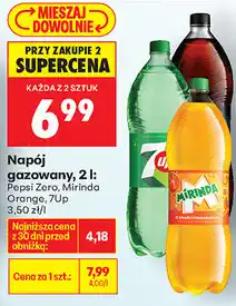 Biedronka Napój gazowany Pepsi Zero, Mirinda Orange, 7Up oferta