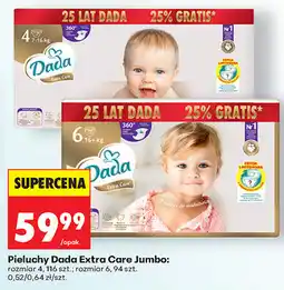 Biedronka Pieluchy Dada Extra Care Jumbo: rozmiar 4, 116 szt. rozmiar 6, 94 szt oferta